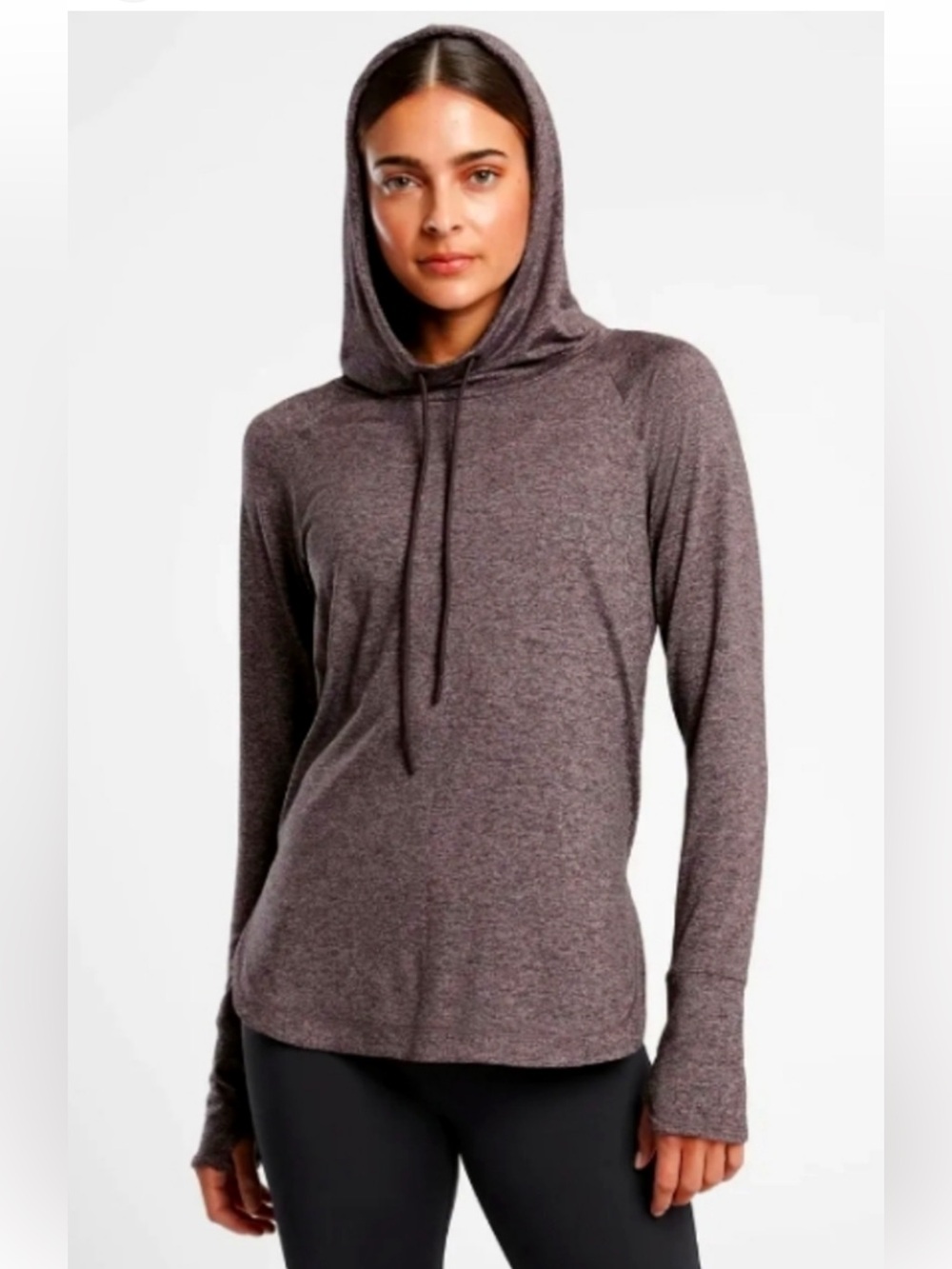 Athleta Uptempo Hoodie With High Neck and Rounded Hem